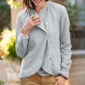 Sundance Danieli Asymetrical Striped Cotton Linen Jacket Artisinal Minimalist 10